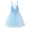 European-American French Deep V-Neck Strappy Open Back Beach Vacation Puffy Dress
