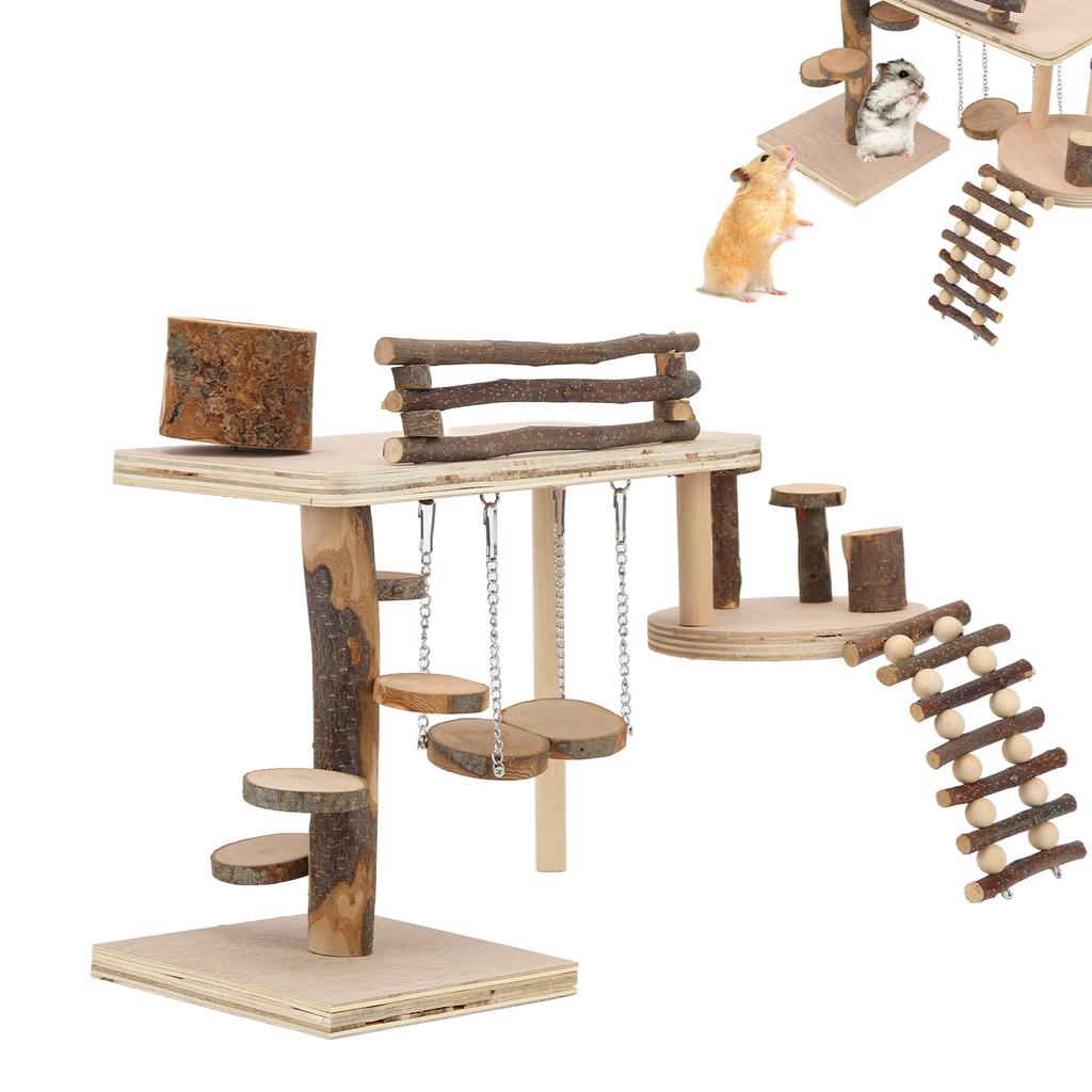 Hamster Apple Wood Ladder Playground Safe Durable Wooden Playground for Hamster Little Pet
