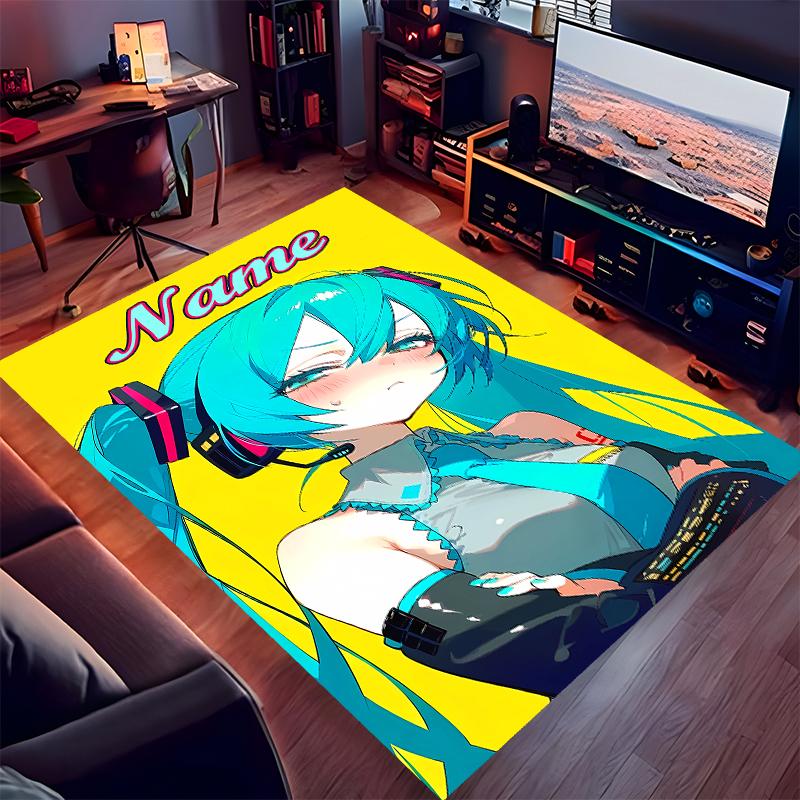 Custom personalization Hatsune Miku Print Area Rug - Soft, Washable Non-Slip Indoor Mat,Living Room,Home&Office Decorative Rug