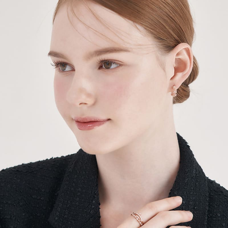 ELLE Jewelry 14K GF Flower Point One-Touch Earrings ELGPEE555