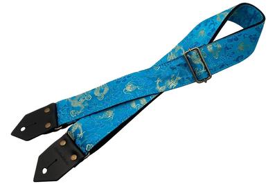 Spice Note Gitarrengurt Drachen Blumen Jacquard Stoff Hergestellt in Japan Aqua Länge & ES-PJ50DF/AQA (Gesamt 820mm~1450mm)