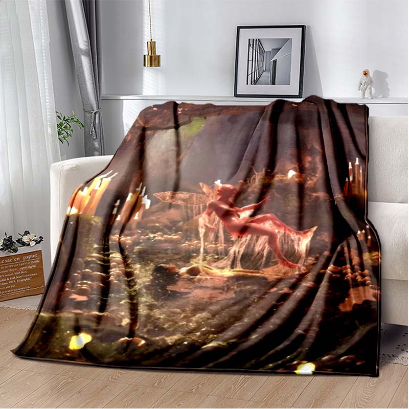 Pink & Black Gothic Collage Print Flannel Blanket, Edgy Witchy Throw Blanket