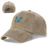 Blue Butterfly Washed Baseball Cap Casual Polyester Adjustable Sports Golf Hat for Unisex Adults