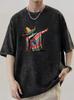 Vintage z przetarciami Meksykański Sombrero Dabbing Nadruk Koszulka Retro Spierana Krótki Rękaw Tee Dla Mężczyzn Kobiet Streetwear