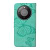 For Honor Magic8 Lite 5G/X9d 5G/X70 5G Wallet Case Floral Butterfly Imprinted Leather Phone Cover Stand -  Green
