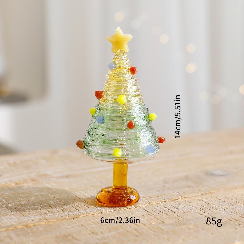 

Новая елка из матового стекла для 2026 года, украшение для дома, композиция рождественской сцены, мини-елка, елочное украшение 14x6cm