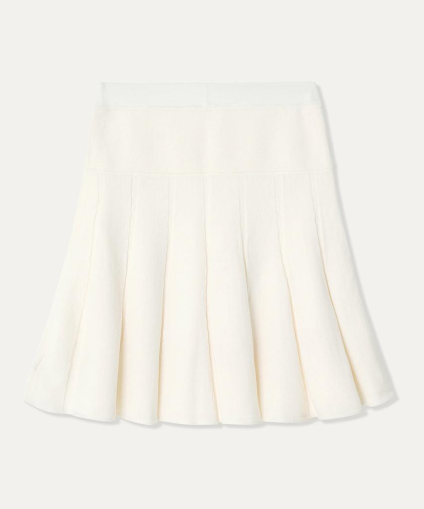 MAYOL M Embroidered Pleated Knit Skirt_Ivory