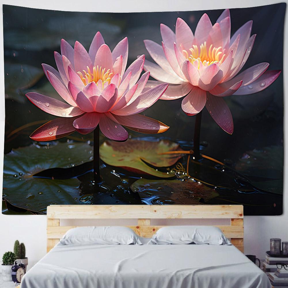 Beautiful Lotus Tapestry, Dreamy Landscape, Wall Hanging Cloth, Hippie Home Wall Art Decoration, Office And Living Room Tapestry