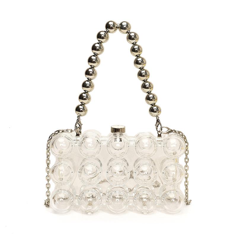 

Bags niche versatile acrylic box bag 2025 new sweet girl foreign transparent dinner bag tide прозорий білий колір