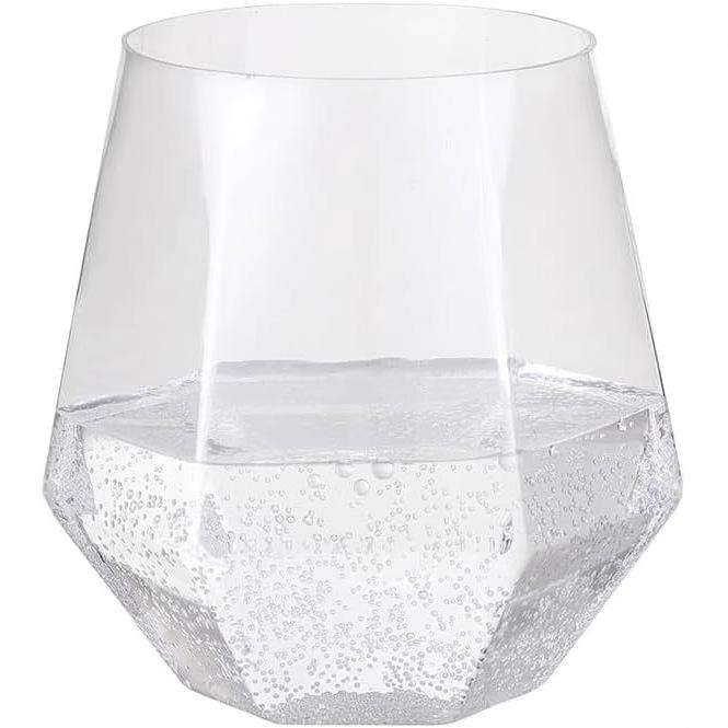 12oz Hexagonal PET Plastic Drop-Resistant Reusable Wine & Whiskey Glass