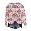 Women's Fashion Round Neck Pullover Top Long Sleeve Tee Christmas Printed Sweatshirt