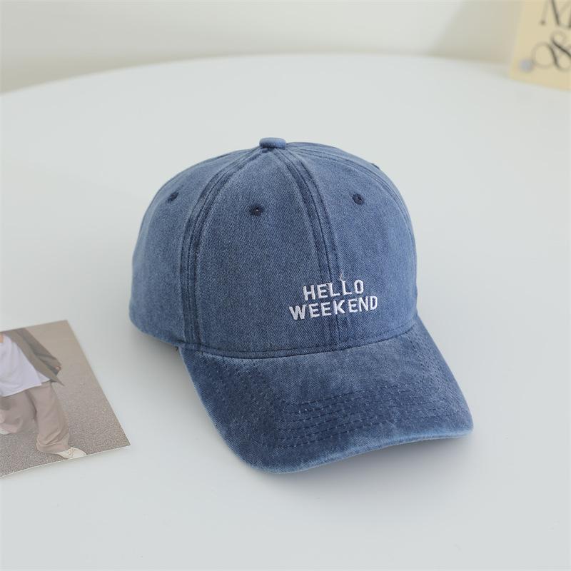 Original Korean Version of Old Multi-row Letter Embroidered Baseball Hat for Women Soft Top Baseball Hat Japanese Retro Sun Hat