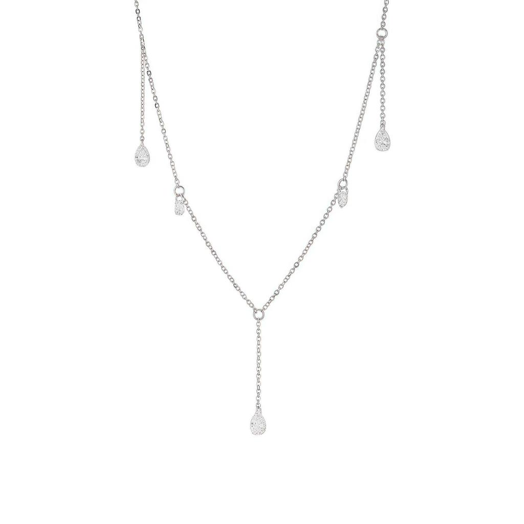 Raffinata Collana con Ciondolo a Goccia d'Acqua con Zirconi e Nappa Dorata in Argento Sterling 925