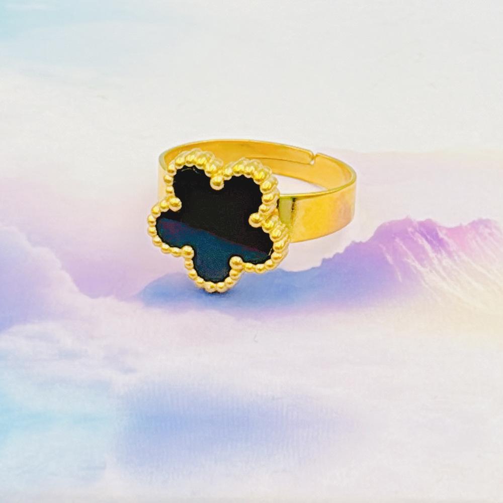 Lucky Five-Leaf Clover Adjustable Titanium Steel Ring