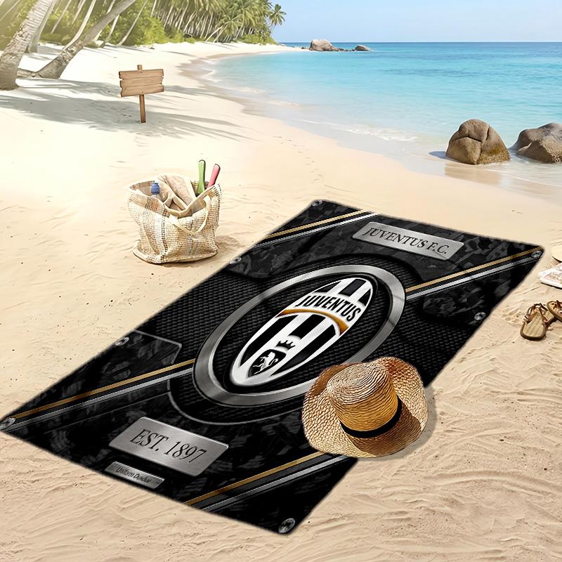 Asciugamano da Spiaggia Stampato Juventus FC Asciugamano Morbido ad Asciugatura Rapida Coperta da Spiaggia Rettangolare Grande Portatile per Viaggi Piscina
