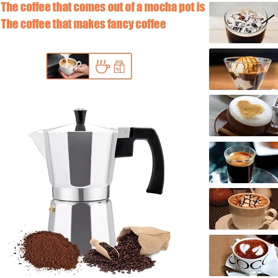 Moka Pot Classic Italian Café Brewing Tools Espresso Maker 50/100/150/300/450ml Alluminio Accessori per caffè Macchina per caffè italiano