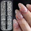 New manicure 12-grid jewelry size mixed flat-bottomed diamond round silver diamond jewelry