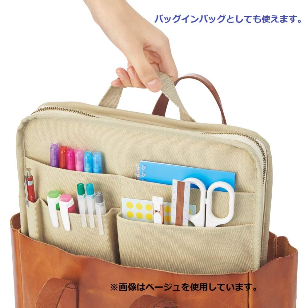 LIHIT LAB HINEMO Stand Pouch, Medium, Beige, A7911-16