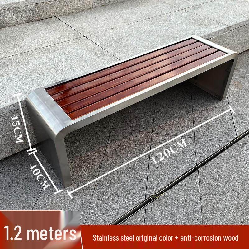 U-Shaped Stainless Steel Outdoor Park Bench
