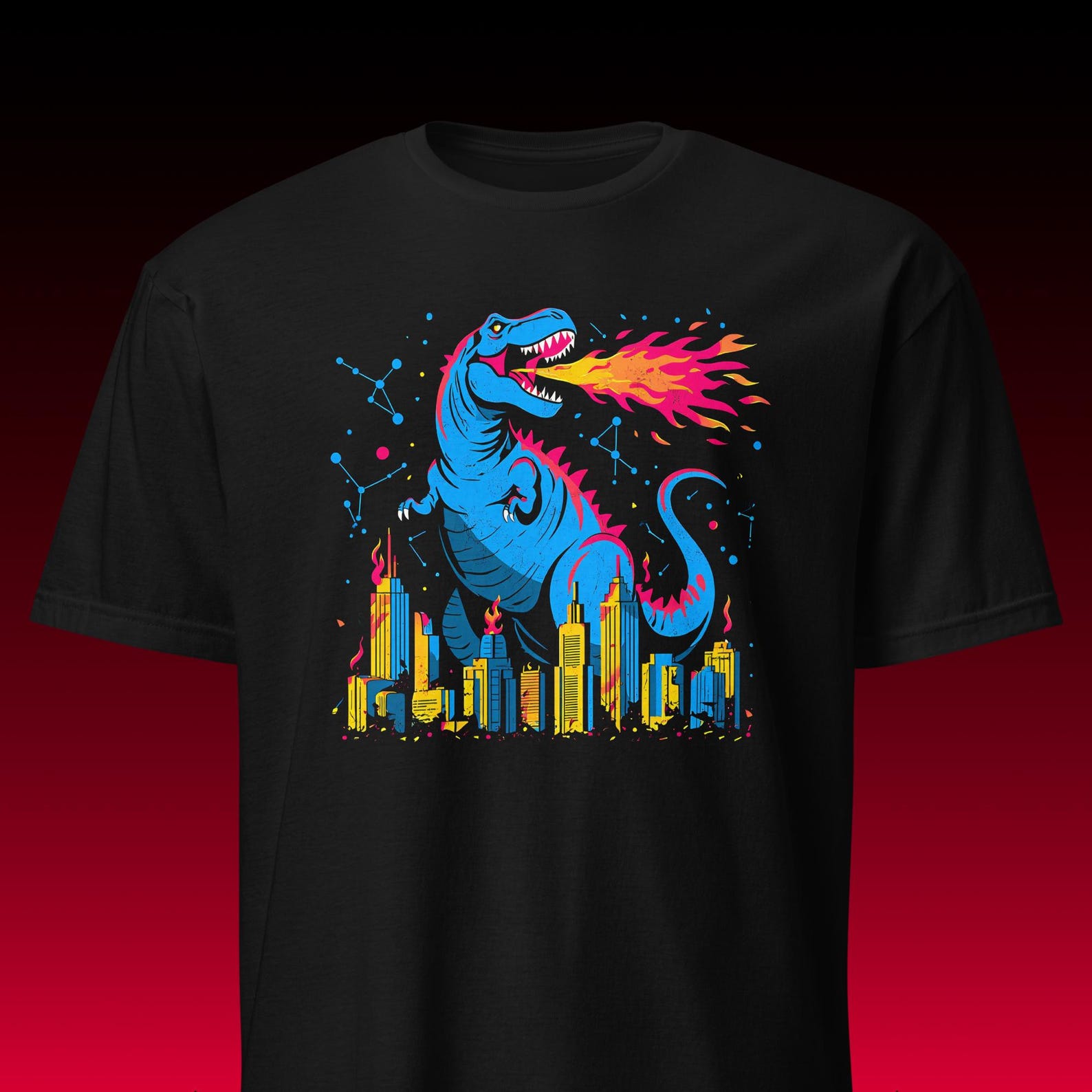 Retro Kaiju T-Rex | 90s Aesthetic Tee | Space Dino Gift S