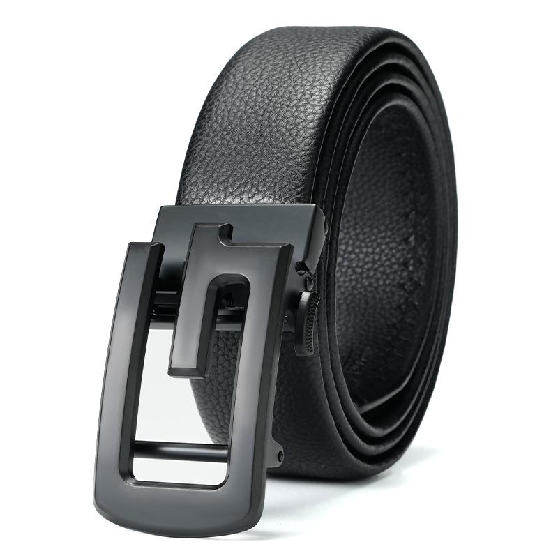 Men's Belt Genuine Leather Belt Young Man's Automatic Buckle Leather Belt Business Casual Belt Men
