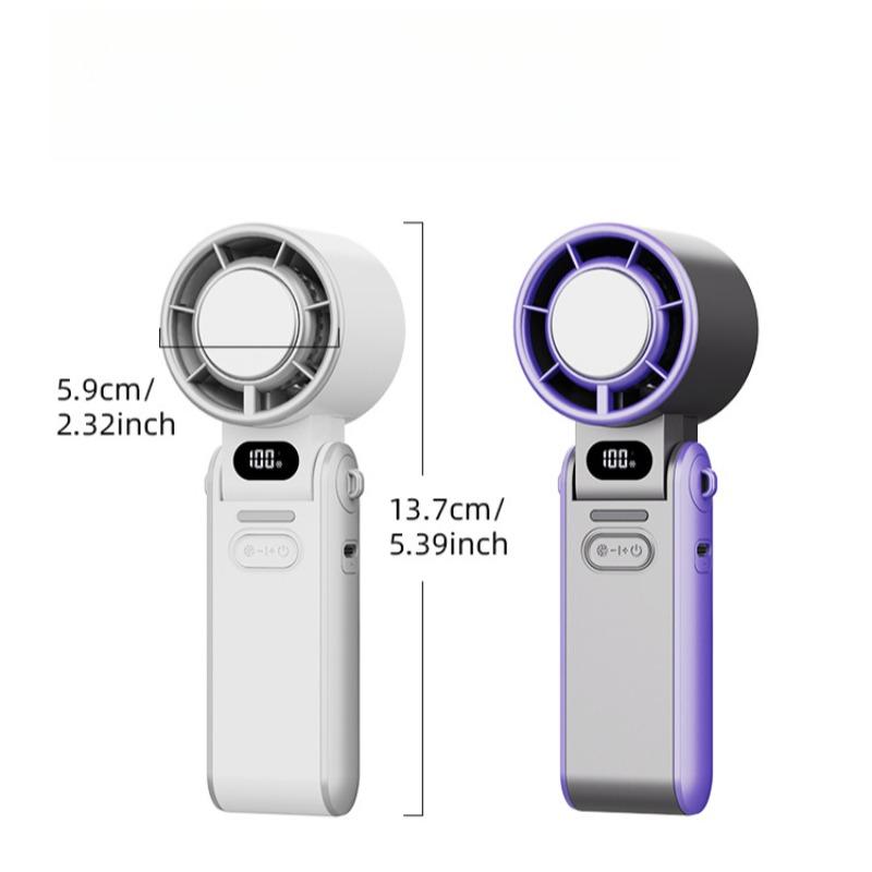 1PC High-speed Handheld Fan Ice Compress Cooling Small  Outdoor Portable Foldable Small Neck Fan Digital Display Stepless Speed Regulation