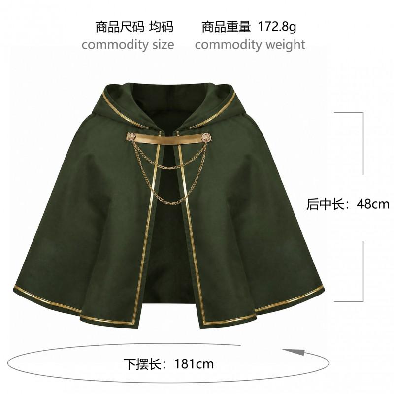 Halloween Gothic Hooded Robe Costume With Chain Detail Medieval Wizard Priest Cosplay Outfit Party