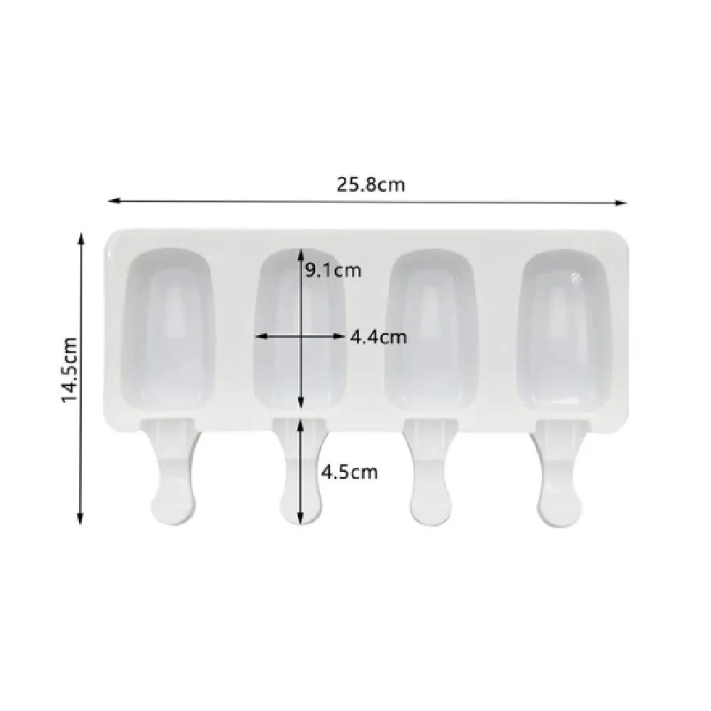 4/8 Otvorové Silikonové Formy na Zmrzlinu Formy na Nanuky DIY Domácí Dezert Mrazák Ovocná Šťáva Nanuk Kostky Výrobník Forma Se Dřívky