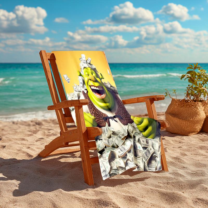 1pc Shrek1 Beach Towel, Comfortable and Thick, and Swimming/Bath/Picnic/Camping Towel, Suitable for Seaside Beaches