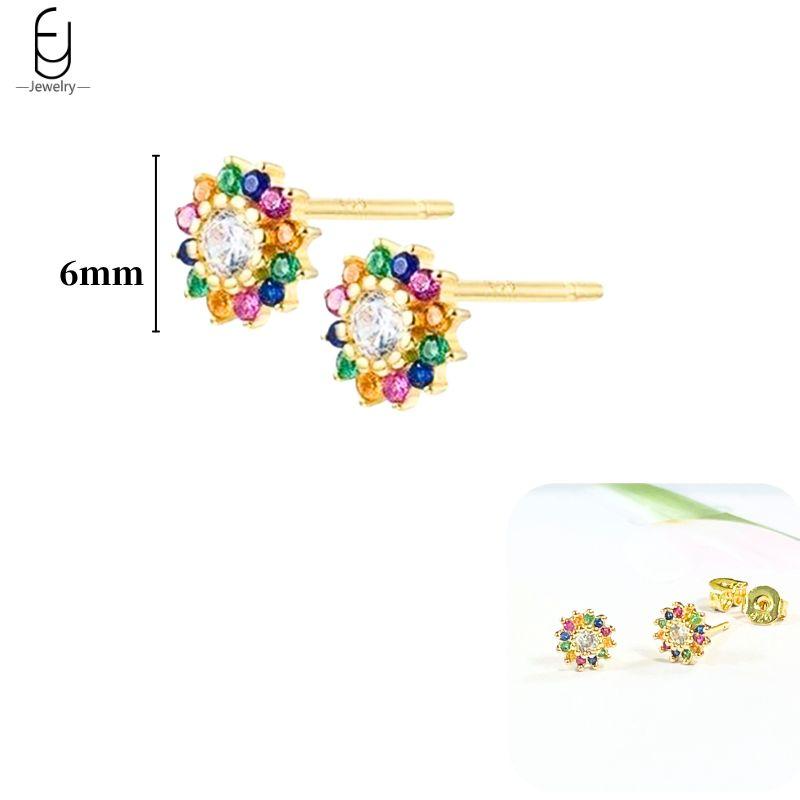 925 Silver Ear Buckles Fashion Hoop Earrings Colorful Crystal Pendants Gold Earring Premium Luxury Women's Jewelry Gift