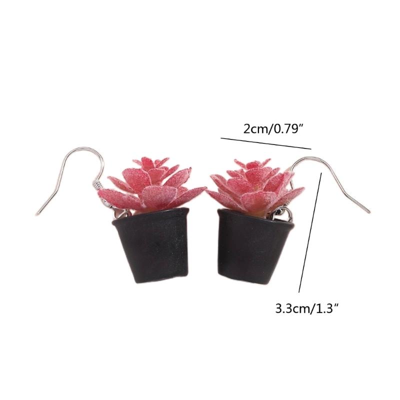 Adorable Resin Succulent Potted Plant Small Pendants Earrings Versatile Charm Ear Jewelry for Fashionable Individuals