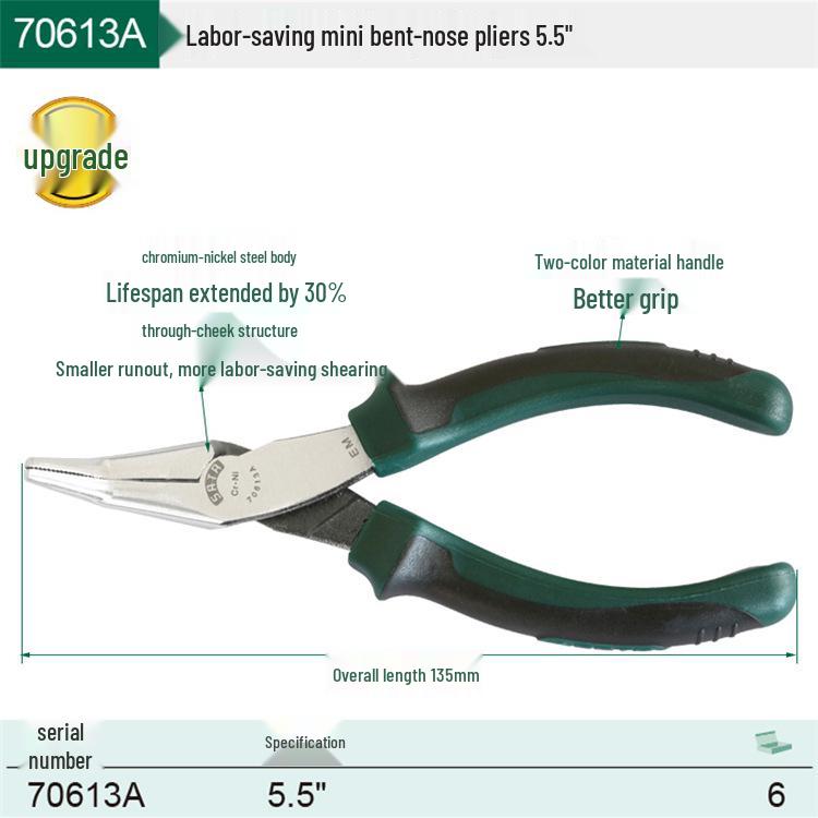 SATA 70616A/70617A/70618A Mini Wire Pliers Set: Needle-Nose, Bent-Nose, Flat-Nose Hardware Tools.