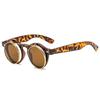 Double-Layer Flip-Up Round Steampunk Sunglasses - Retro European & American Trend