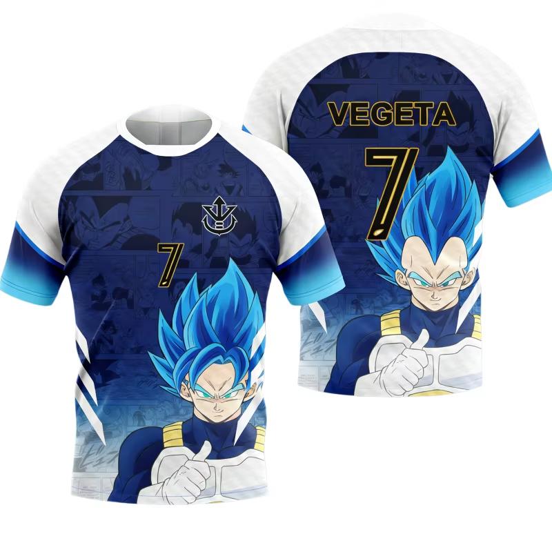 2026 New Adult Men's Dragon Ball Goku 3D Printed Football Jersey T-Shirt Kids Anime T-Shirt Special Football Jersey Unisex Y2k
