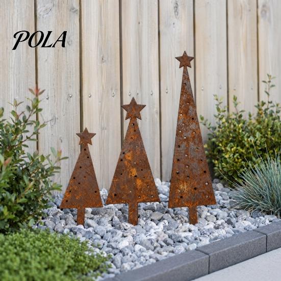 Decorative Yard Ornaments 3 Pcs Christmas Tree Metal Ornament Set, Star-Topped Decorations, Rustproof Fun Garden Sculptures Lightweight Holiday Decor