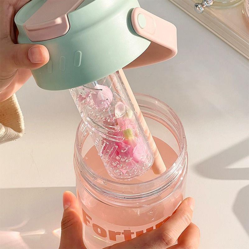 GIANXI Simple Student Water Cup Fitness Cup Straw Cup Plastic Cup Coffee Cup Outdoor Travel Portable Juice Cup Water Bottle
