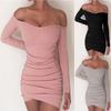 Elegant Women Long Sleeve Off Shoulder Evening Cocktail Party Club Bodycon Mini Dress Us