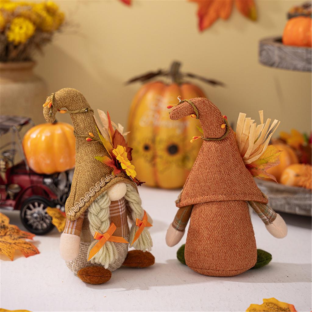 Thanksgiving Bend Hat Standing No Face Doll Ornament Bendable Hat No Face Gnome for Festival Atmosphere