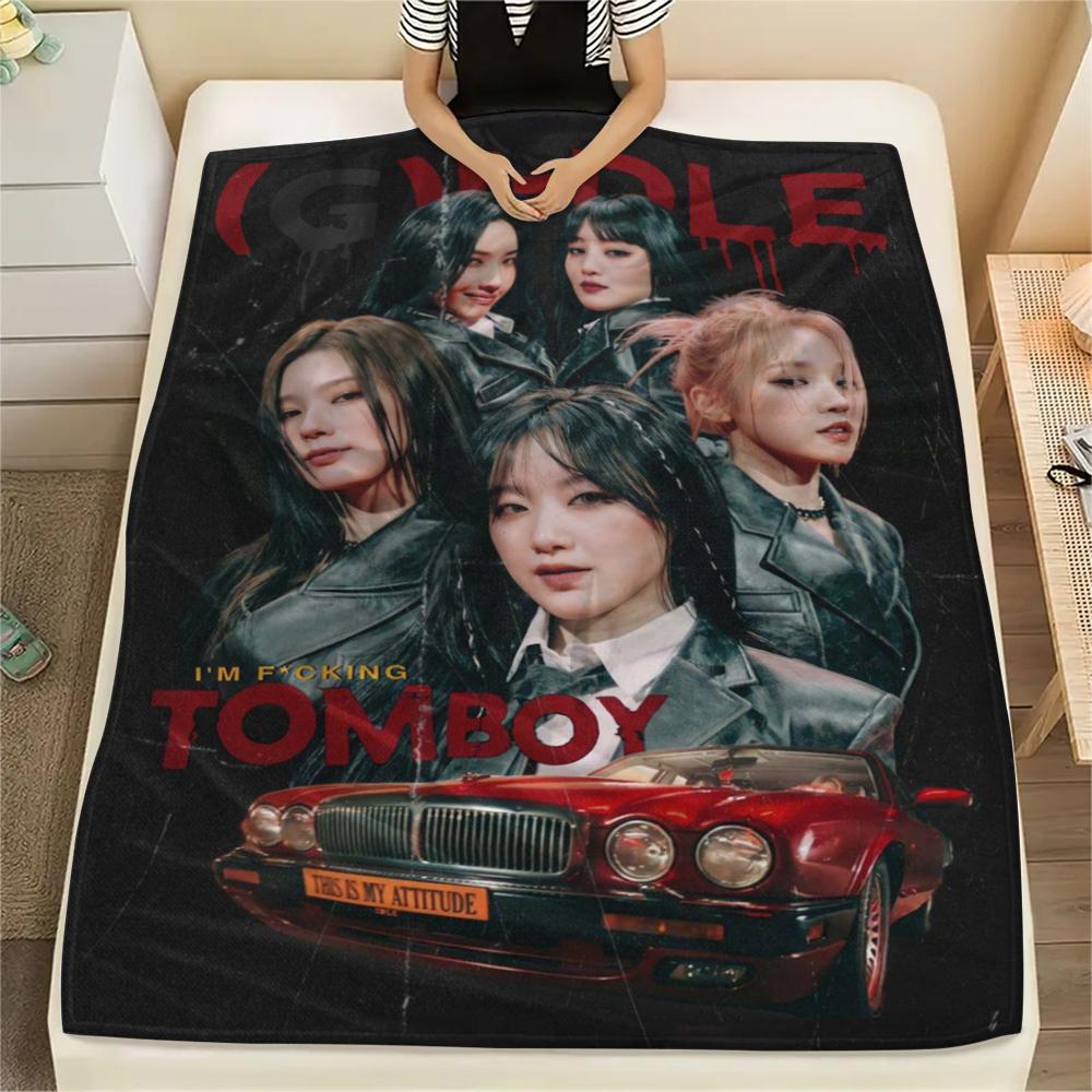 1Pc Gidle Print Flannel Blanket, High quality Comfortable for All Seasons, Home Decor, Warmth and Comfort, Perfect for Gifts