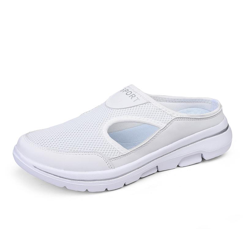 Men Women Summer Slip On Mesh Half Shoes Lightweight Breathable Casual Mules Super Light Outdoor Wear Resistant Flats