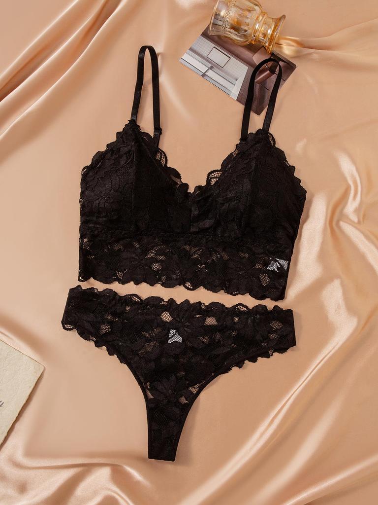 Plus Size Sexy Russian Lace Bra & Thong Set