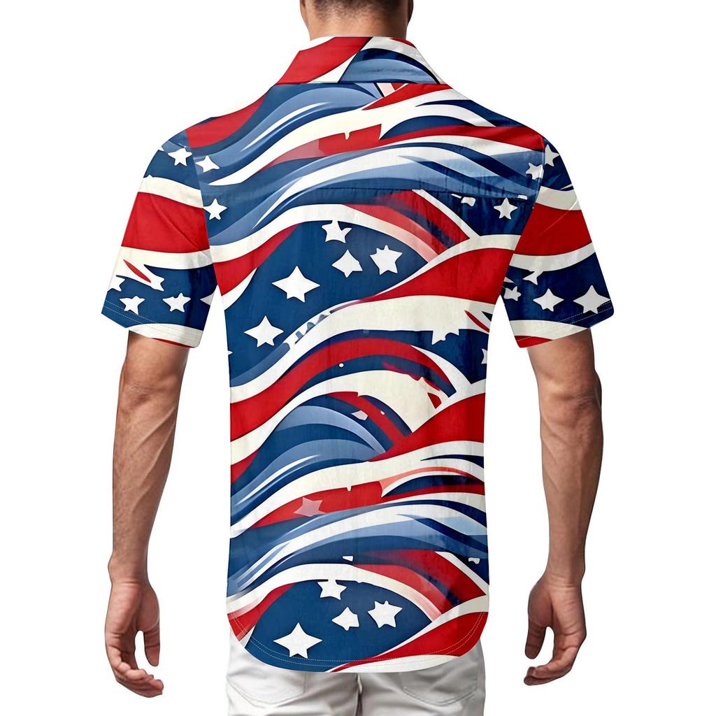 Pánská vintage letní plážová košile s krátkým rukávem na knoflíky na bowling