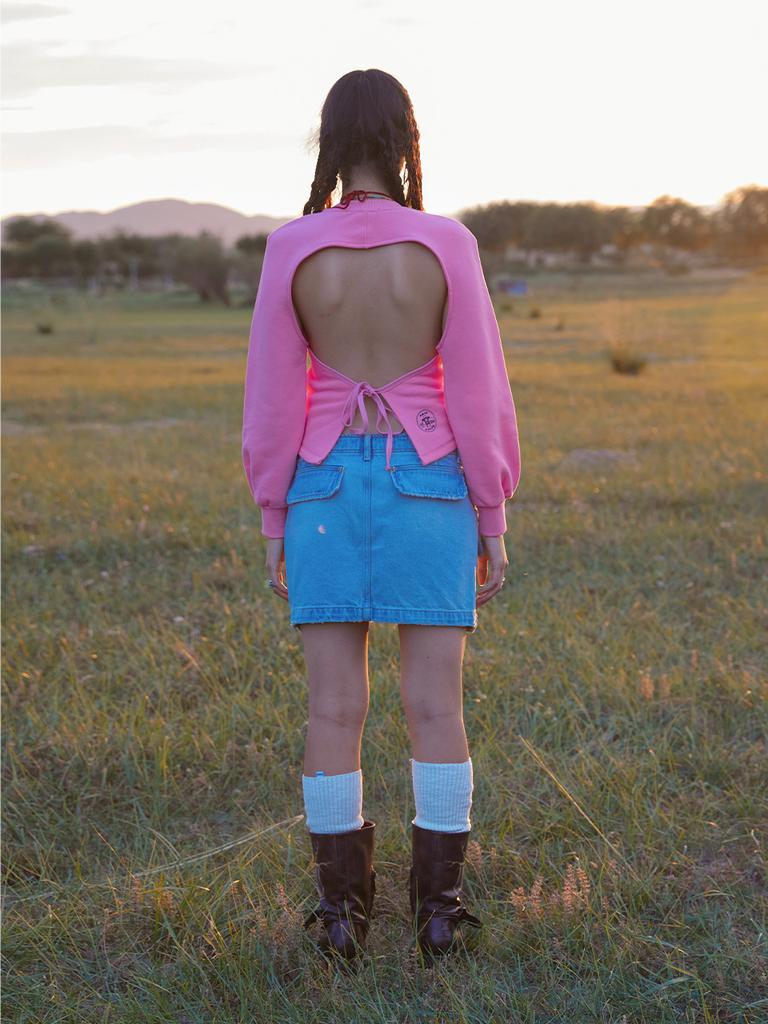 ASIF CALIE Back String Sweatshirt Pink
