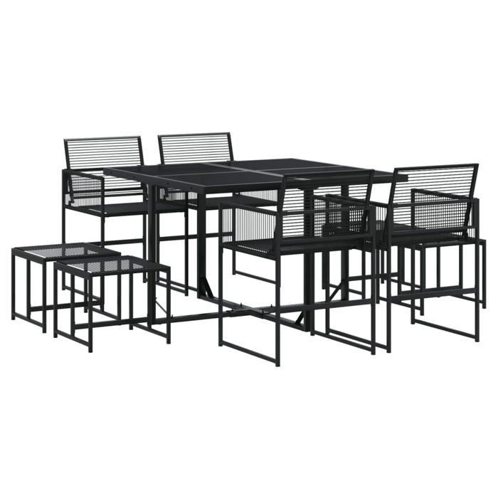 VidaXL Ensemble à manger de jardin 9 pcs Noir Résine tressée, ensemble de salle à manger d'extérieur, meuble de salle à 3295043