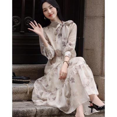 French Chiffon Floral Midi Dress