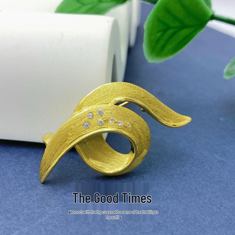 Dual-Use Geometric Zircon Decoration Brooch: S925 Silver, Real Gold Plated Accessory