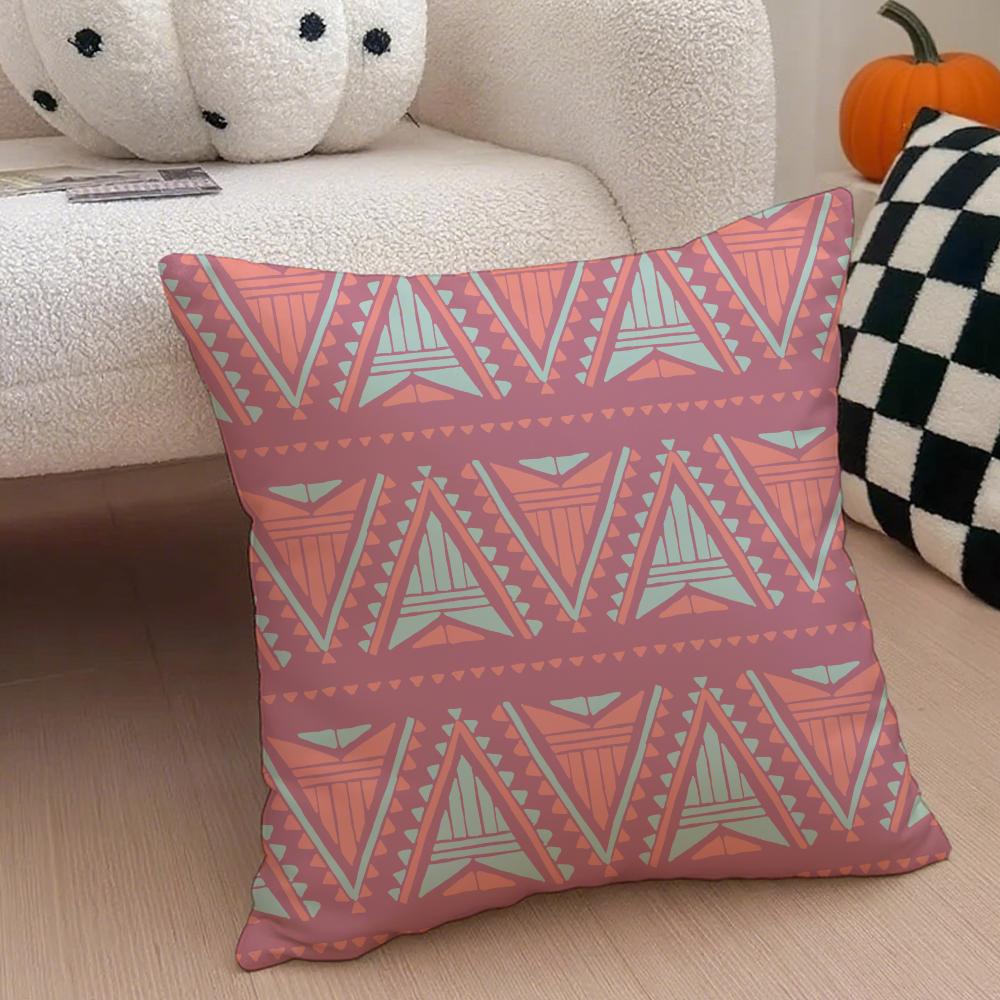 Boho Textile Pattern BBohemian Ethnic Prints Cushion Cover Throw Pillow Cover Hidden Button Durable Polyester Chair Cushion