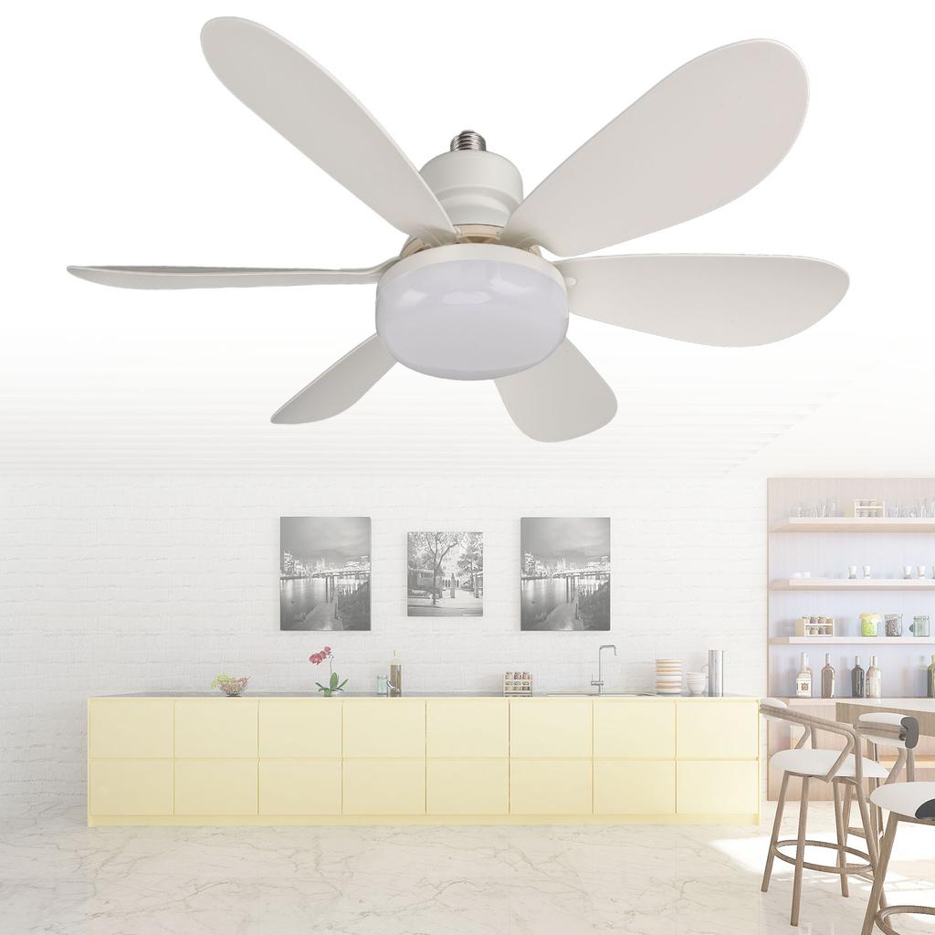 ZK30 Ceiling Fan Light Remote Control E26/E27 Base Dimmable Ceiling Fan with Light for Garage Bathroom Bedroom Kitchen