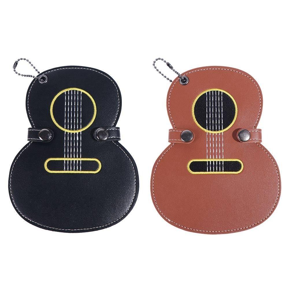 Guitar Shaped Guitar Pick Holder Bag Leather Guitar Pick Clip Guitar Plectrums Bag  Classical
