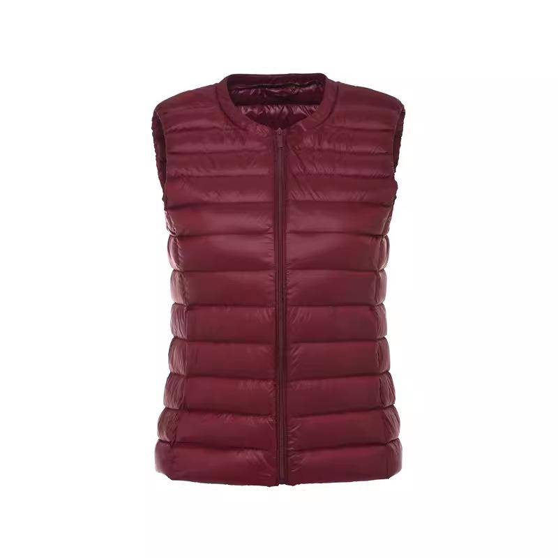 Chaleco Ligero de Plumas para Mujer Tallas Grandes: Cárdigan sin mangas, cuello redondo, para madres de mediana edad y mayores (200 Jin)